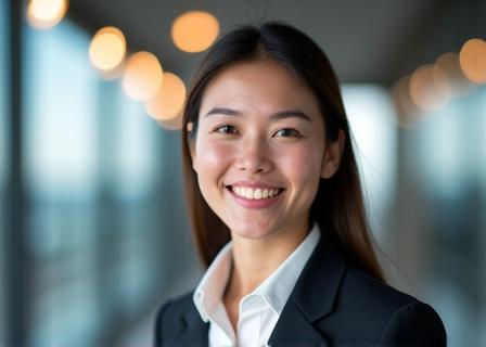 A professional corporate headshot of an executive in a modern office.